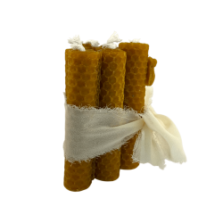 Candele in cera d'api naturale - Confezione da 6 candele al miele 10x2 cm