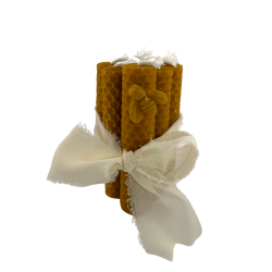 Bougies en cire d'abeille naturelle - Lot de 6 bougies au miel 10x2cm