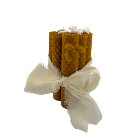 Lumânări din ceară de albine naturală - Pachet de 6 lumânări cu miere 10x2cm