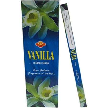 SAC Vanille-Räucherstäbchen – Schachtel mit 6 sechseckigen Packungen à 20 Stäbchen, insgesamt 120 Räucherstäbchen