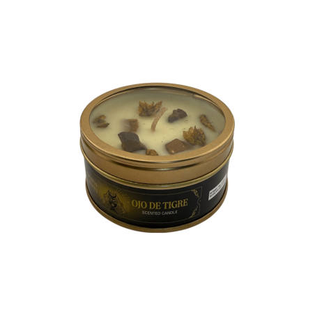 Bougie AROMA FRAGRANCES Œil de Tigre Cristal - Parfum Vanille - 65 g - Durée de combustion : 5 à 6 h