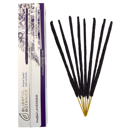 Blissful Botanics TULASI Organic Lavender Incense - Natural Artisan - Inspiring Lavender - 8 Organic Incense Sticks