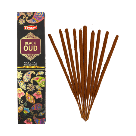 Encens Tridev Black Oud Natural Incense Sticks - 10 varetes extra gruixudes