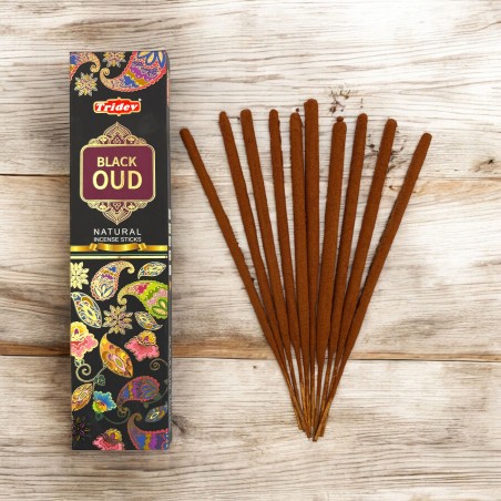 Encens Tridev Black Oud Natural Incense Sticks - 10 varetes extra gruixudes