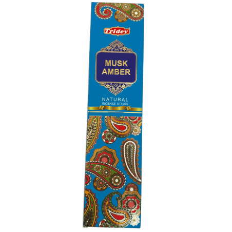 Tridev Amber Musk Natural Incense Sticks - 10 Extra Thick Sticks