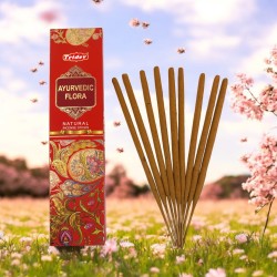 Tridev Ayurvedic Flora Natural Incense Sticks - 10 Extra Thick Sticks