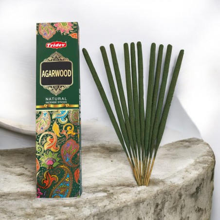 Encens Tridev Agarwood Fusta d'Agar Natural Incense Sticks - 10 varetes extra gruixudes