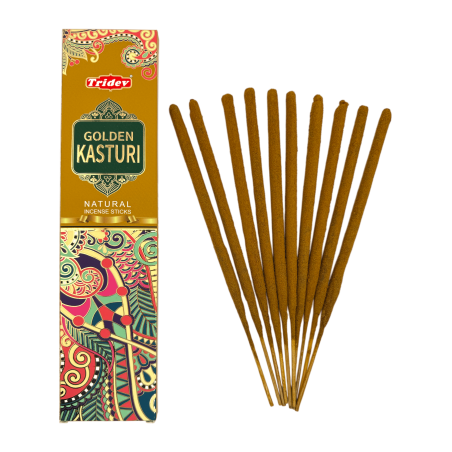 Encens Tridev Golden Kasturi Natural Incense Sticks - 10 varetes extra gruixudes