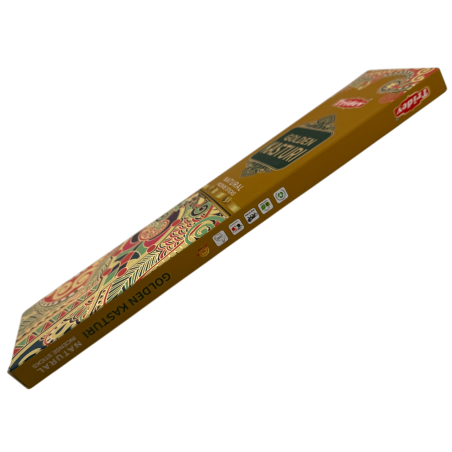 Varetas de incenso natural Tridev Golden Kasturi - 10 varetas extra grossas