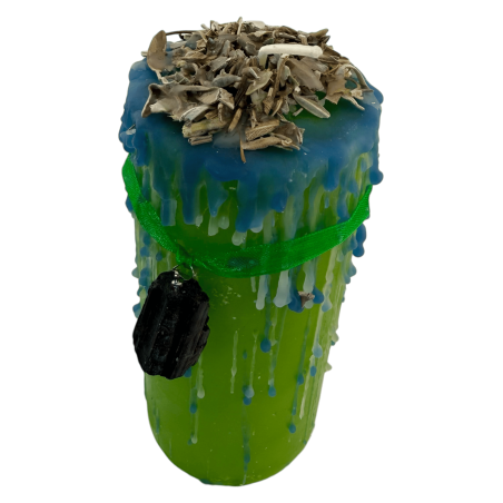Tourmaline Talisman Candle - Esoteric Candle with Special Amulet 14x6cm - Protection and Wards Off Bad Energies