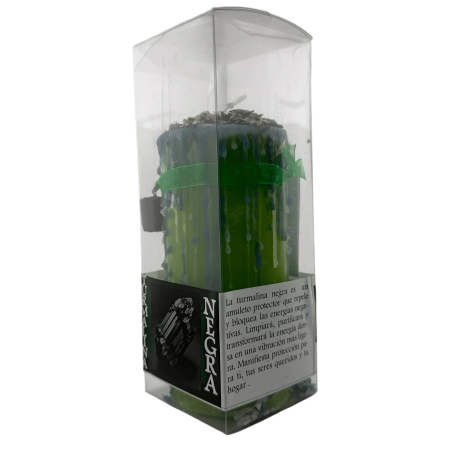 Toermalijn talismankaars - Esoterische kaars met speciaal amulet 14x6cm - Bescherming en verdrijft negatieve energieën