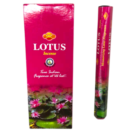 Encens Fleur de Lotus SAC - Boîte de 6 paquets hexagonaux de 20 bâtonnets chacun, soit 120 bâtonnets d'encens