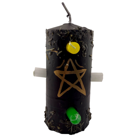 Vela de 7 pavios com tema de feitiços e magia, 12,5 x 6 cm
