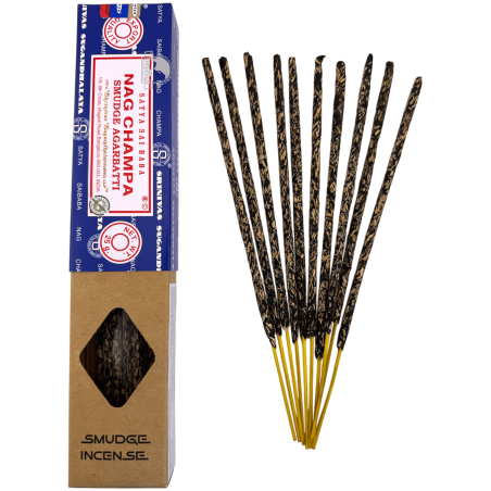 SATYA Organic Incense Box Nag Champa Smudge - 12 boxes of 25g.
