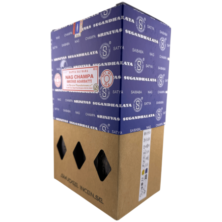 SATYA Organic Incense Box Nag Champa Smudge - 12 boxes of 25g.