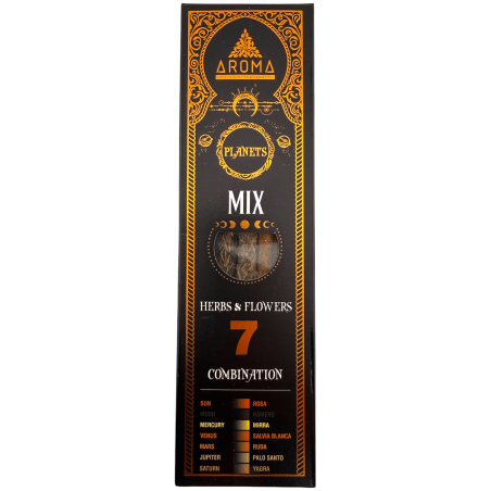 Incienso Orgánico 7 Planetas Mix Hierbas y Flores AROMA Fragrances - 7 barritas gruesas artesanales