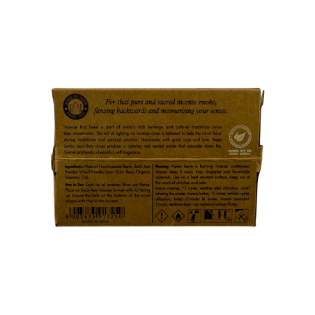 Biologische Song of India Jasmine Backflow wierookkegels - Doos met 12 kegels