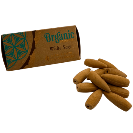Coni di incenso a riflusso biologico Song of India White Sage - Confezione da 12 coni