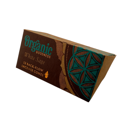 Organic Song of India White Sage Backflow Incense Cones - Box of 12 Cones