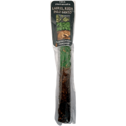 Vela ritualizada com louro, arruda e palo santo, 18 cm - Prosperidade, proteção e boas energias.