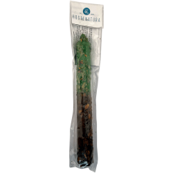 Candela preparata ritualizzata con alloro, ruta e palo santo 18 cm - Prosperità, protezione e buona energia