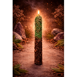 Candela preparata ritualizzata con alloro, ruta e palo santo 18 cm - Prosperità, protezione e buona energia