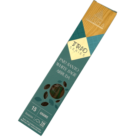 AROMA Räucherstäbchen-Trio Palo Santo, Weißer Salbei und Raute - Trio-Serie 1 Schachtel 15gr.