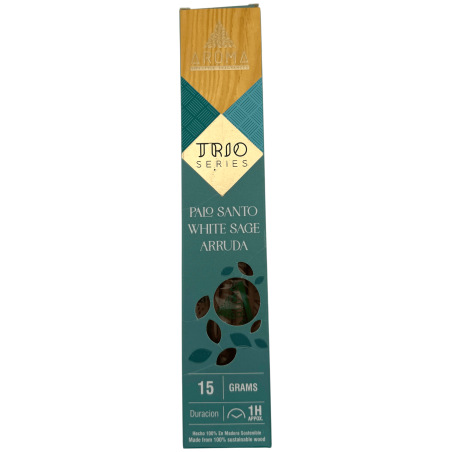 AROMA Räucherstäbchen-Trio Palo Santo, Weißer Salbei und Raute - Trio-Serie 1 Schachtel 15gr.