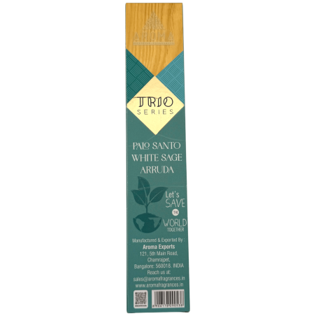 Trio kadzidełek AROMA Palo Santo, Biała szałwia i ruta - Seria Trio 1 pudełko 15gr.