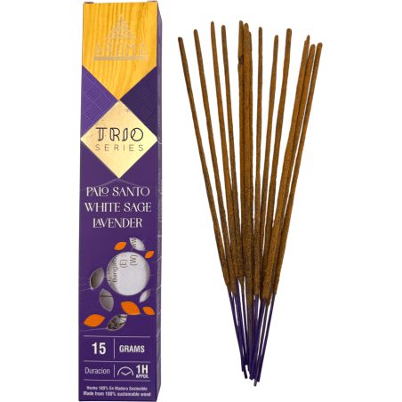 AROMA Rökelse Trio Palo Santo, Vit Salvia och Lavendel - Trio Serie 1 ask 15gr.