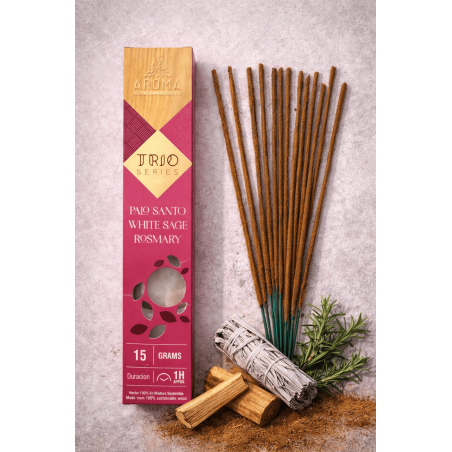 AROMA Rökelse Trio Palo Santo, Vit Salvia och Rosmarin - Trio Serie 1 låda 15gr.