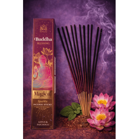 Buddhas välsignelse rökelse Magical Series Himalaya rökelse - 25g ask med lotus- och patchouli masala rökelse