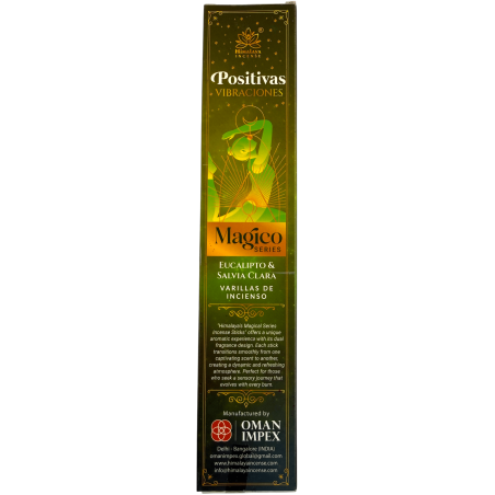 Tămâie Positive Vibrations Seria Magică Tămâie Himalaya - Cutie de 25g de tămâie Masala cu Eucalipt și Salvie