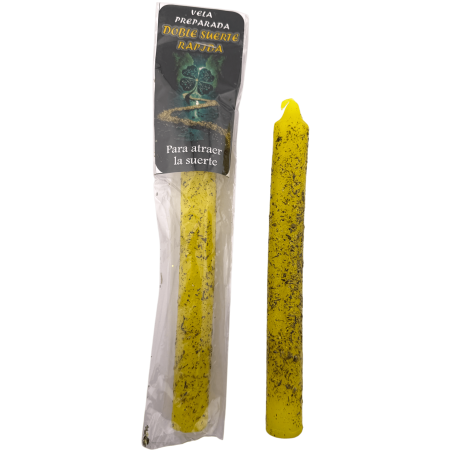 Candela preparata ritualizzata Double Luck Fast da 18 cm - Per attirare la fortuna