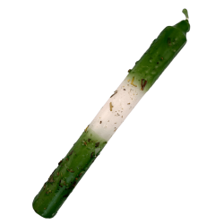 Candela preparata ritualizzata con ruta, sale e alloro 18 cm - Purificazione, protezione e purificazione energetica
