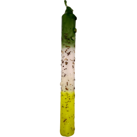 Vela Preparada Ritualizada Ruda, Sal y Azufre 18cm - Limpia los malos ambientes