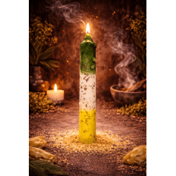 Bougie préparée rituellement avec de la rue, du sel et du soufre 18 cm - Purifie les environnements négatifs