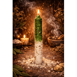 Vela Preparada Ritualizada Ruda y Sal 18cm - Para efectuar limpieza de malos ambientes