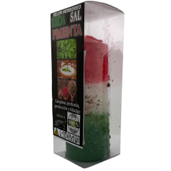 Kräuterkerze mit Raute, Salz und Pfeffer – Esoterische Kerze 14x6cm – Tiefenreinigung, Schutz und Abschirmung