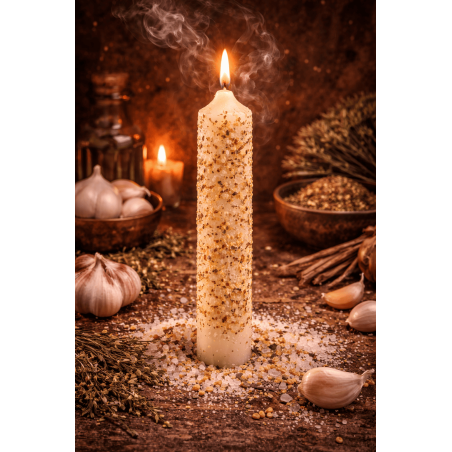 Rytualna świeca czosnkowa 18 cm - Przyciąga dobro i odpycha zło, ochrona.
