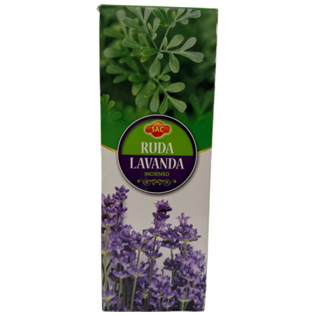 Incienso SAC Ruda y Lavanda - Caja de 6 paquetes hexagonales de 20 barritas 120 barritas de incienso