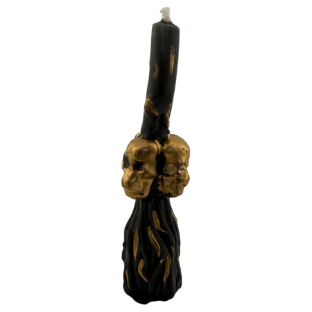 Totenkopf-Besen-Kerze, 13 cm, Schutz und Fluchbeseitigung