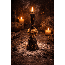 Skull Broom Candle Breaks Witchcraft 13cm - Protection and Curse Removal