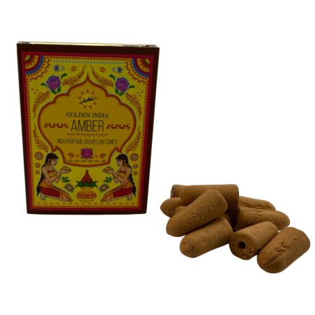 Cons Encens Reflux Ambre SREE VANI Golden India - Paquet de 10 cons blackflow