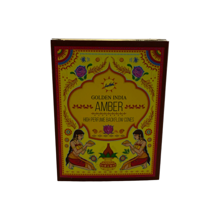 SREE VANI Golden India Amber Backflow Räucherkegel - Packung mit 10 Rückflusskegeln
