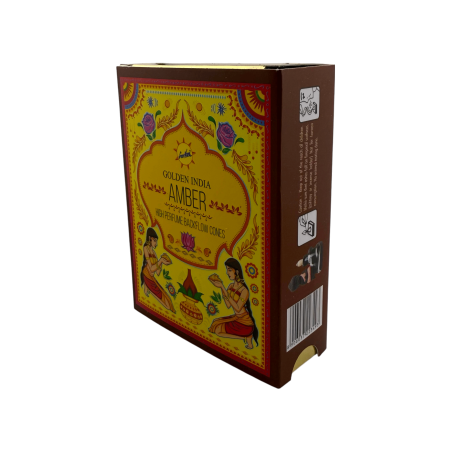 SREE VANI Golden India Amber Backflow Incense Cones - Pack of 10 blackflow cones