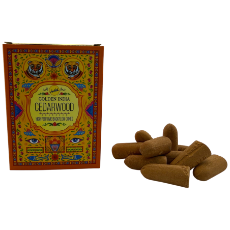 Cônes d'encens à reflux SREE VANI Golden India Cedar - Paquet de 10 cônes à reflux
