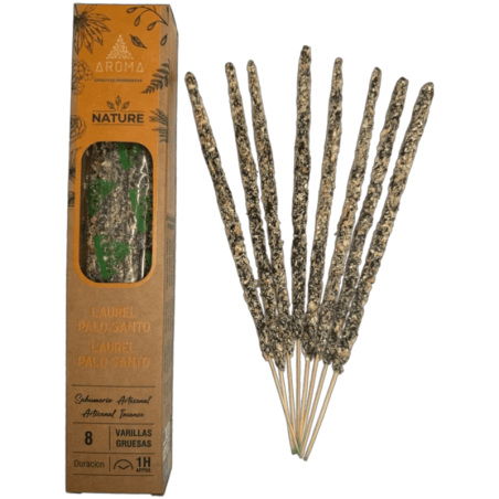 Bio-Räucherstäbchenbox Lorbeer Palo Santo AROMA Natur - 12 Schachteln mit je 8 dicken Stäbchen