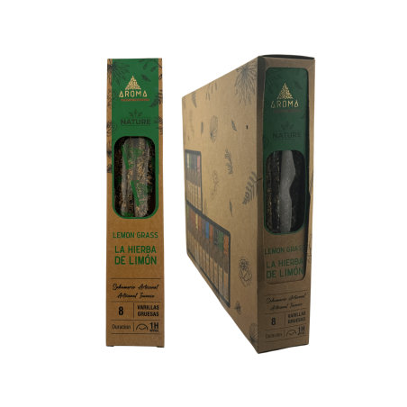 Coffret d'encens bio à la citronnelle AROMA Nature - 12 boîtes de 8 bâtonnets épais