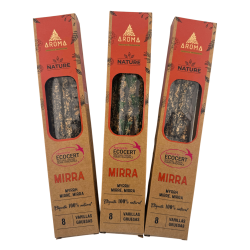 Pachet de 3 bețișoare de tămâie cu smirnă organică AROMA Nature - 8 bețișoare, durată 1 oră